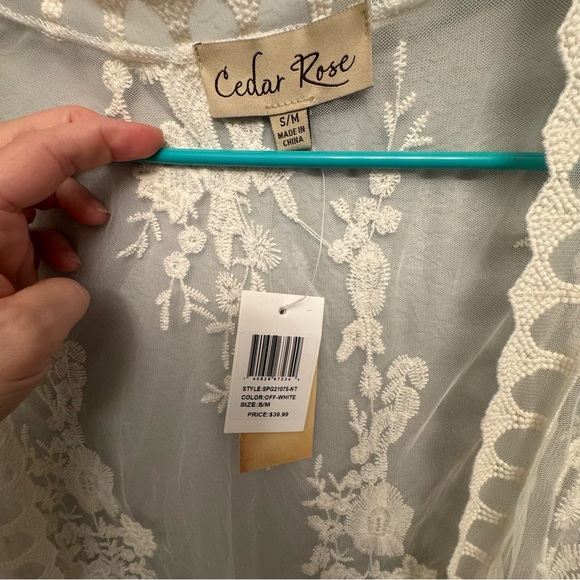 Cedar Rose Off-White Lace Kimono Cardigan Boho Duster S/M NWT - Picture 3 of 4